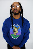WILLY J. PESO Giraffe Head Blue Crewneck Sweater