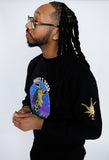 WILLY J. PESO Giraffe Head Black Crewneck Sweater