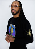 WILLY J. PESO Giraffe Head Black Crewneck Sweater