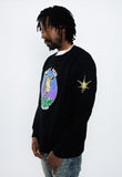 WILLY J. PESO Giraffe Head Black Crewneck Sweater
