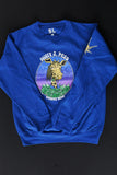 WILLY J. PESO Giraffe Head Blue Crewneck Sweater